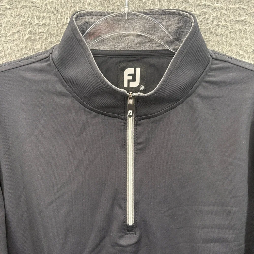 FootJoy 1/4 Zip Pullover Mens M Black Golf Performance Long Sleeve Stretch FJ